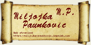 Miljojka Paunković vizit kartica